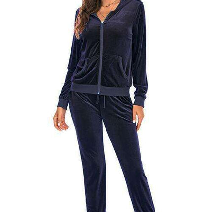 Ribbed Textured Hoodie and Jogger Set