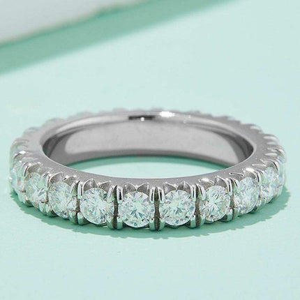 Timeless Radiance Lab-Created Diamond and Moissanite Silver Eternity Band