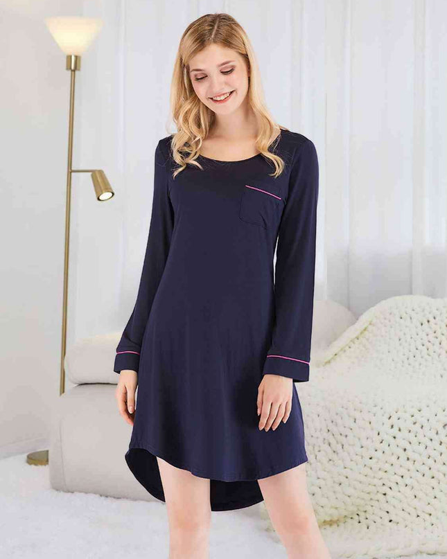 Cozy Sheer Night Dress with Round Neck