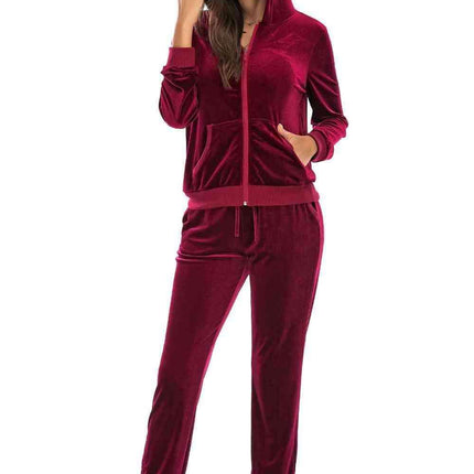 Ribbed Textured Hoodie and Jogger Set