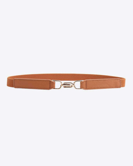Elegant Stretch Belt with Distinctive Metal Buckle - High-Quality PU Leather