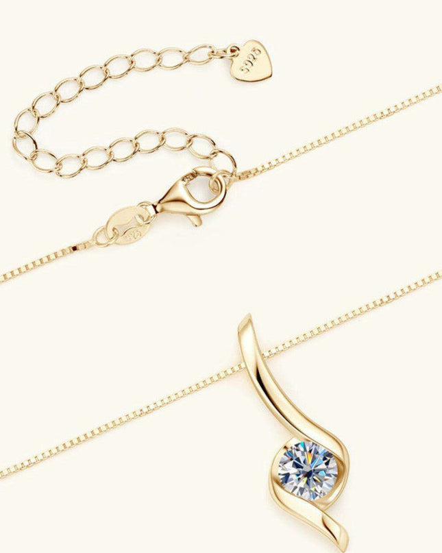 Stunning 1 Carat Moissanite Necklace in Sterling Silver with Certification and Warranty