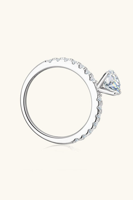 Sparkling Moissanite Ring with Platinum-Plated Zircon Accents