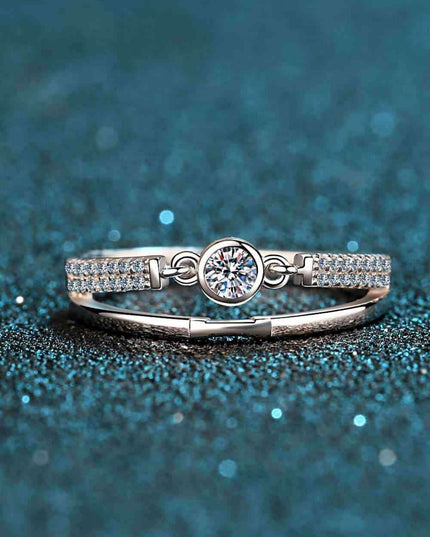 Sophisticated Sterling Silver Ring with Lab-Created Diamond and Zircon Accents