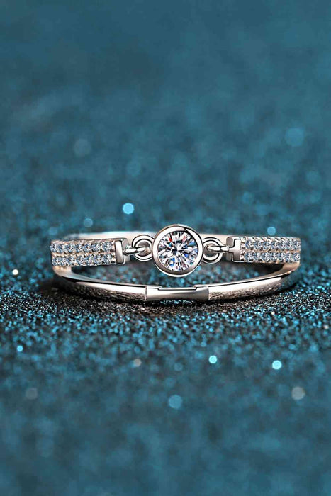Elegant Lab-Diamond Sterling Silver Ring with Moissanite and Zircon Accents - Sophistication Redefined