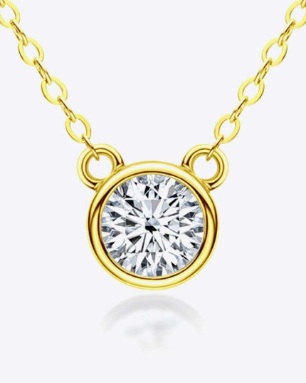 Stunning 1 Carat Lab-Created Diamond Necklace in Sterling Silver with Luxe Platinum and Gold Accents