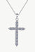 Elegant Cross Pendant Necklace with Lab-Diamonds in Sterling Silver and Rhodium Plating