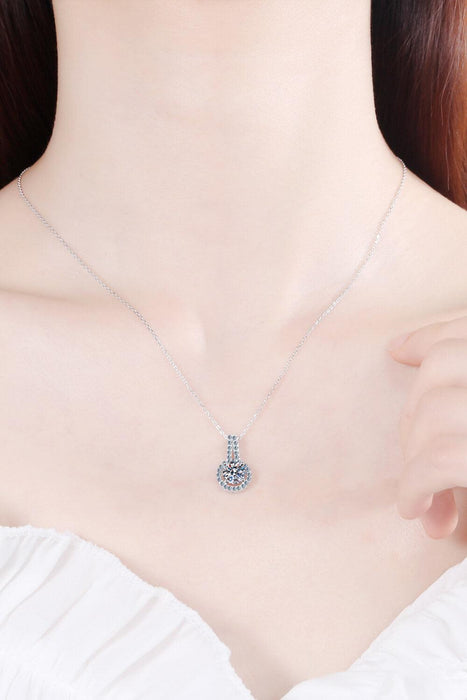 Radiant Moissanite Round Pendant Necklace in Sterling Silver - Elegant Statement Piece