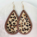 Cowhide Leather and Wood Teardrop Earrings with Western Charm