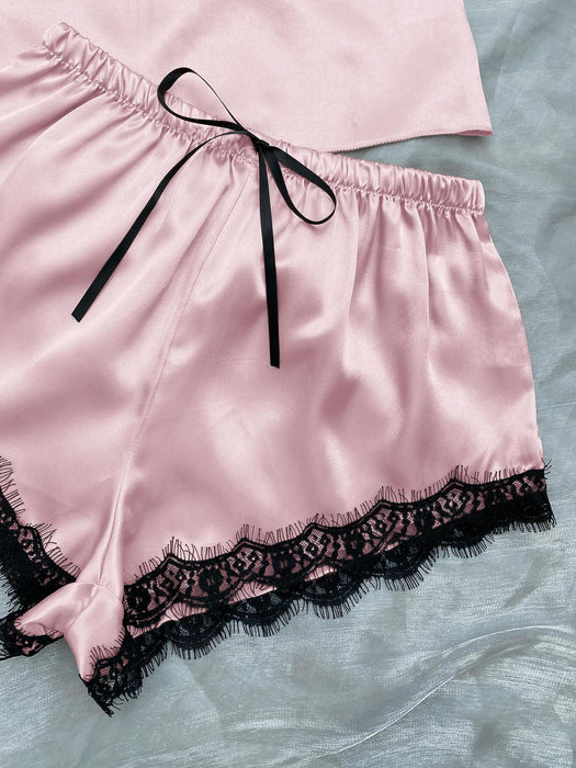 Luxurious Lace-Trimmed Satin Pajama Collection