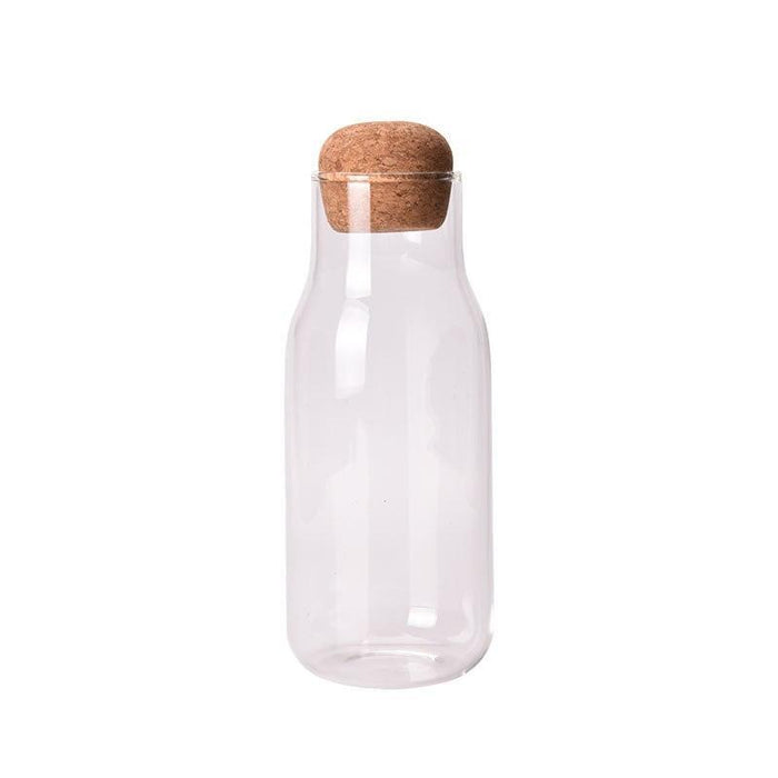 Elegant Handblown Glass Beverage Bottle with Natural Cork Closure - Ideal for Hot and Cold Drinks
