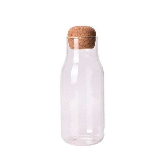 Handcrafted Glass Bottle with Cork Seal for Hot and Cold Beverages