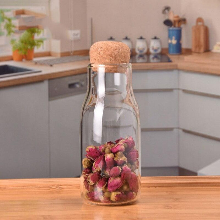 Single Piece Heat-Resistant Cork Glass Bottle for Hot and Cold Beverages