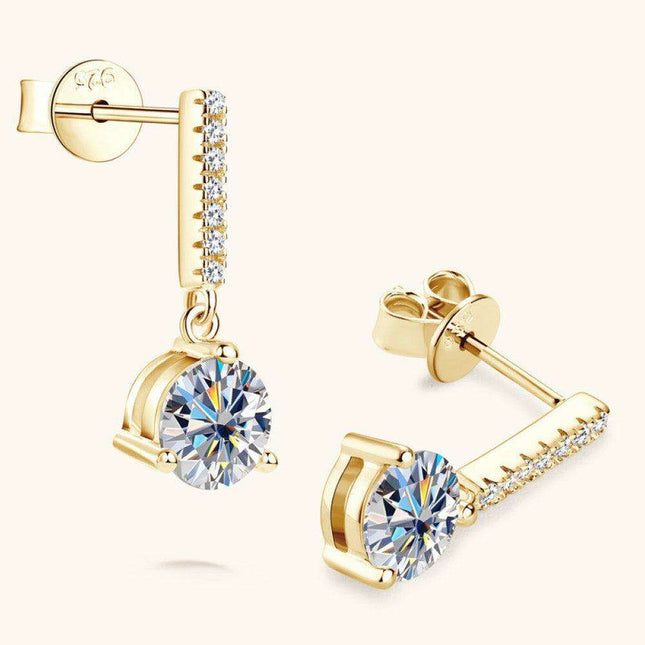 2 Carat Lab-Grown Diamond Sterling Silver Drop Earrings with Zircon Details - Luxurious Elegance