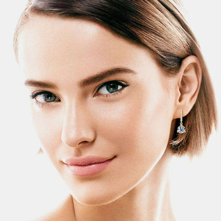 2 Carat Lab-Grown Diamond Sterling Silver Drop Earrings with Zircon Details - Luxurious Elegance