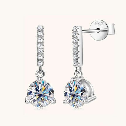 2 Carat Lab-Grown Diamond Sterling Silver Drop Earrings with Zircon Details - Luxurious Elegance