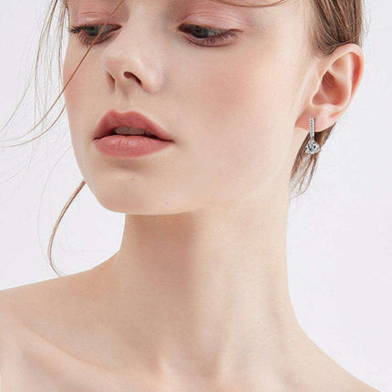 2 Carat Lab-Grown Diamond Sterling Silver Drop Earrings with Zircon Details - Luxurious Elegance