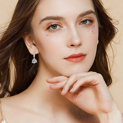 2 Carat Lab-Grown Diamond Sterling Silver Drop Earrings with Zircon Details - Luxurious Elegance