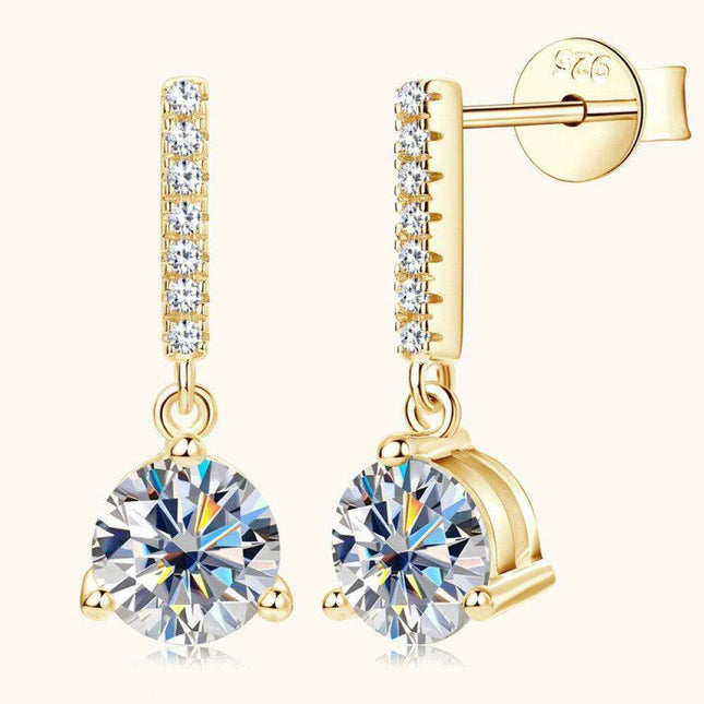 2 Carat Lab-Grown Diamond Sterling Silver Drop Earrings with Zircon Details - Luxurious Elegance