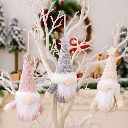Whimsical Duo of Faceless Gnome Hanging Ornaments
