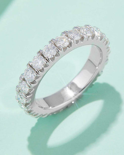 Timeless Radiance Lab-Created Diamond and Moissanite Silver Eternity Band