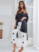 Luxe Satin Lace Trim Polka Dot and Floral Pajama Set with Robe