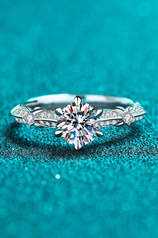 Sterling Silver Geometric Moissanite Ring - Elegant Sparkle and Refined Design