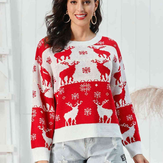 Joyful Reindeer Holiday Knit Sweater
