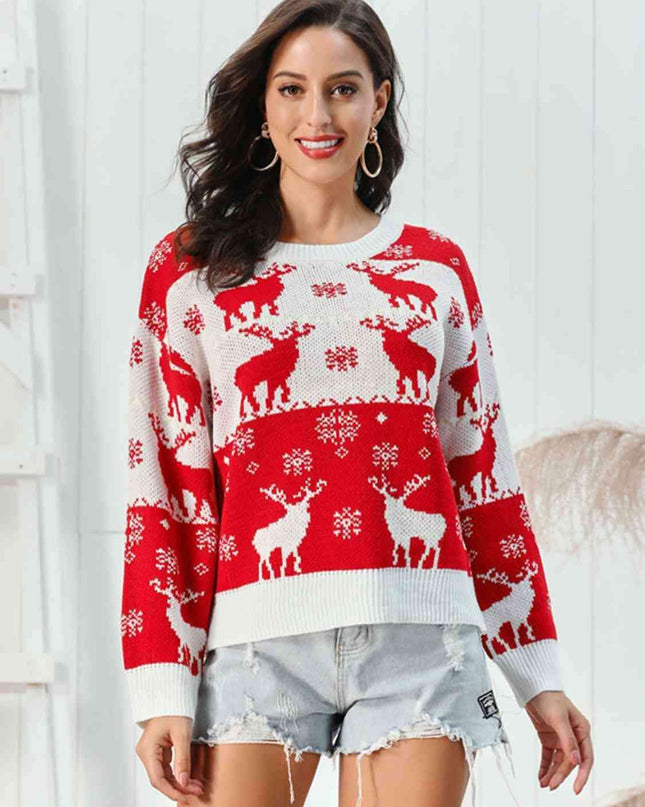 Joyful Reindeer Holiday Knit Sweater