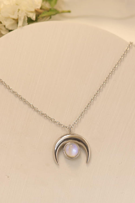 Luminous Moonstone Charm Necklace - Handcrafted Sterling Silver Jewelry with Natural Gemstones