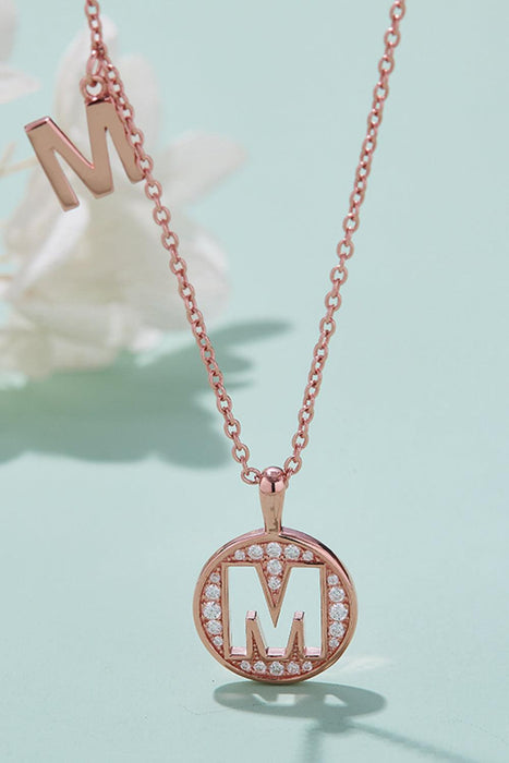 Elegant Rose Gold-Plated Sterling Silver Necklace with Lab-Created Diamond Centerpiece - Luxurious Moissanite Statement Piece