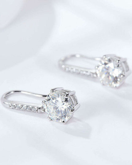 Sophisticated Sterling Silver Lab-Grown Diamond Drop Earrings with Dazzling Zircon Details