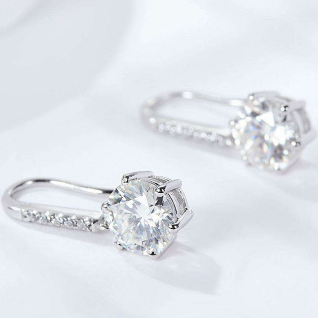 Sophisticated Sterling Silver Lab-Grown Diamond Drop Earrings with Dazzling Zircon Details