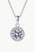 Sparkling 1 Carat Moissanite Round Pendant Necklace with Zircon Accents