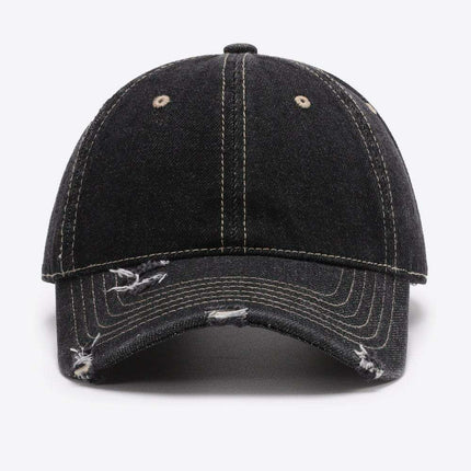 Vintage-Inspired Distressed Cotton Cap with Customizable Fit for Effortless Style