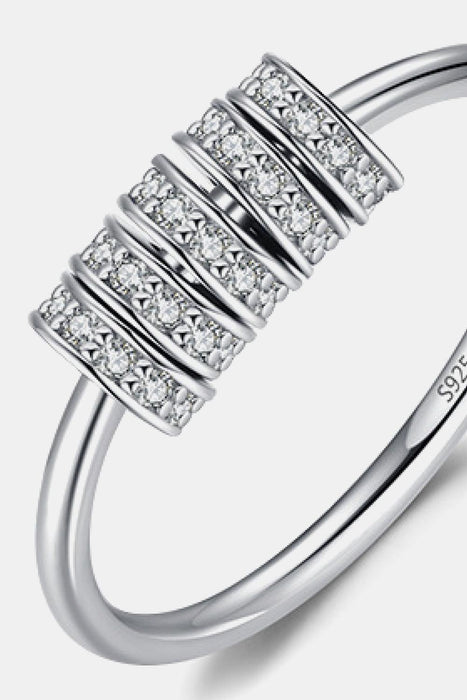Platinum-Plated Multi-Hoop Ring with Sparkling Main Stone