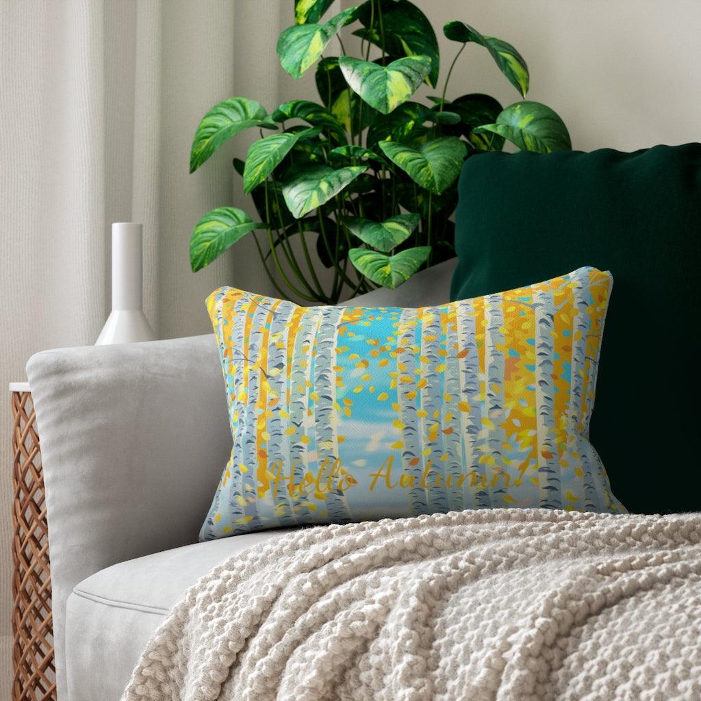 Autumn leaves Simplex knit fabric soft microfiber, wrinkle-free Polyester Lumbar Pillow - Très Elite