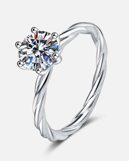 Elegant 1 Carat Moissanite Twisted Ring - Exquisite Statement Jewelry Piece