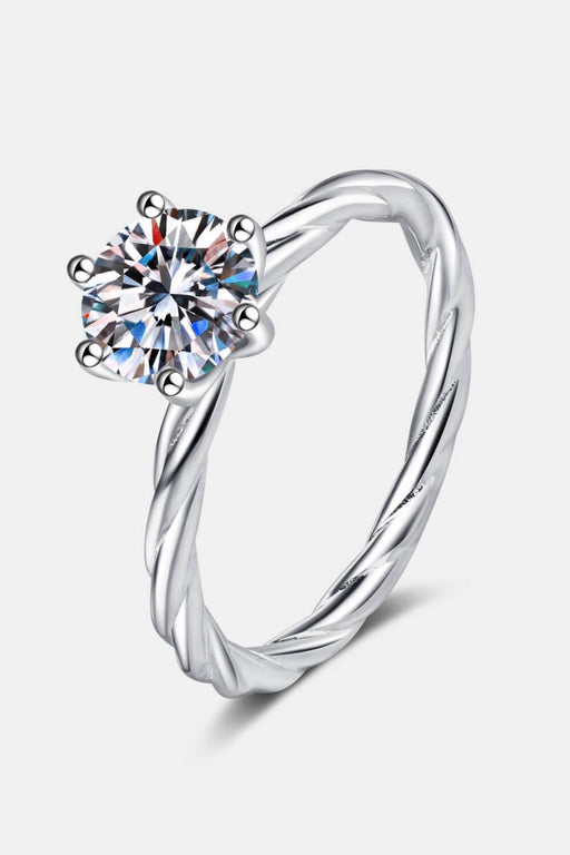 Luxurious 1 Carat Moissanite Twisted Ring with Warranty - Exquisite Statement Jewelry Piece