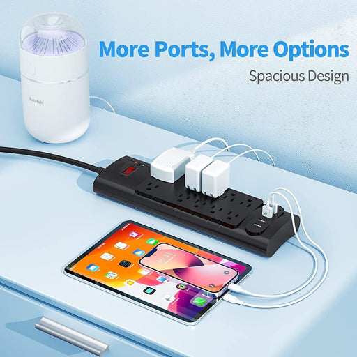 Smart Power Strip with 10 Outlets and 4 USB Ports - Advanced Surge Protection