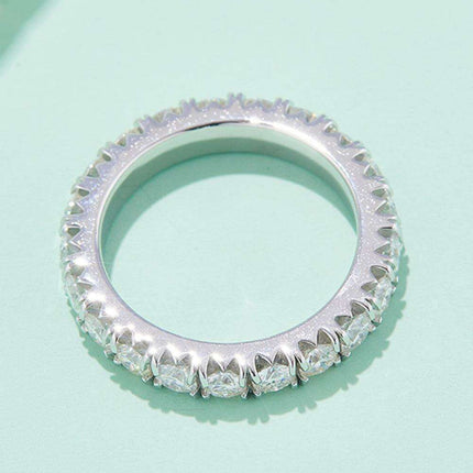 Timeless Radiance Lab-Created Diamond and Moissanite Silver Eternity Band