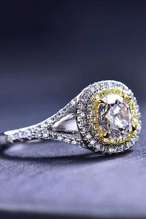 Sparkling Dual-Tone Moissanite Ring with Zircon Accents