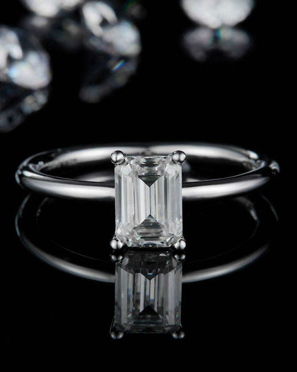 Elegant 1 Carat Platinum-Plated Lab-Diamond Sterling Silver Ring