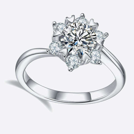 Elegant 1 Carat Moissanite and Zircon Ring with Opulent Platinum Finish