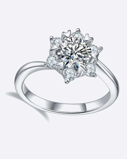 Elegant 1 Carat Moissanite and Zircon Ring with Opulent Platinum Finish