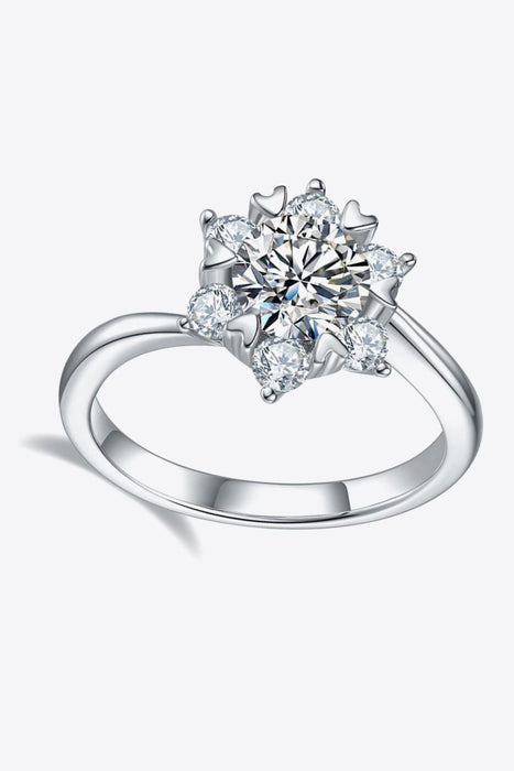 Luxury 1 Carat Moissanite Zircon Ring in Sterling Silver with Platinum Finish