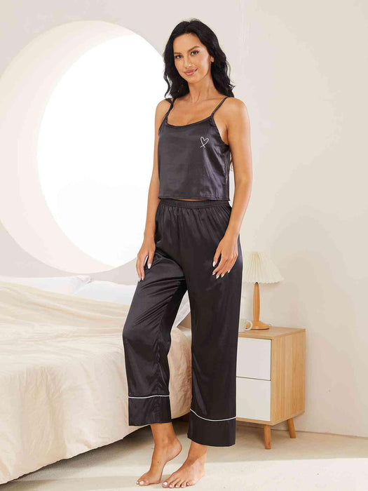 Heart Print Camisole and Pants Lounge Wear Set
