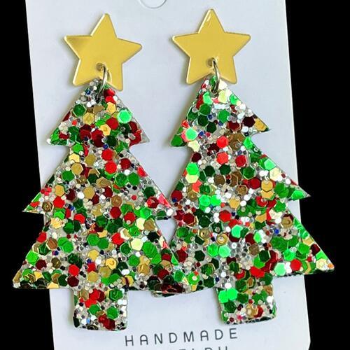 Festive Christmas Tree Sparkle Dangle Earrings