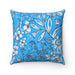 Blue Floral Reversible Decorative Pillowcase with Double-Sided Print