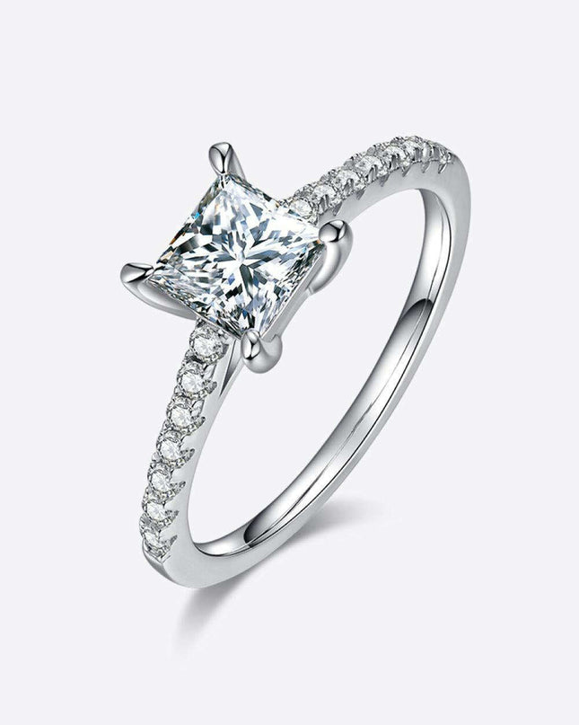 Luxurious Sterling Silver Ring with Lab Grown Diamond and Sparkling Moissanite Accents